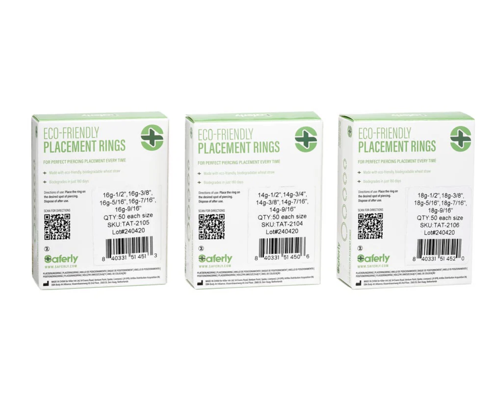 Saferly Biodegradable Placement Rings — Box of 250