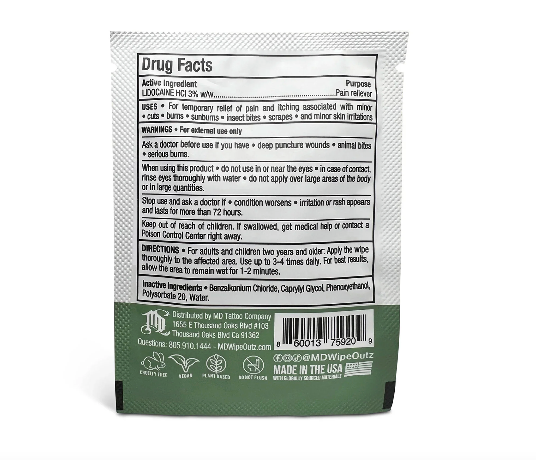 Wipe Outz™ Numbing Tattoo Wipes — Lidocaine Infused