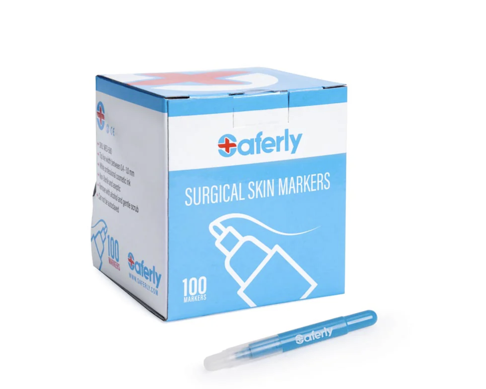 Saferly Surgical Skin Marker — White — Case of 100