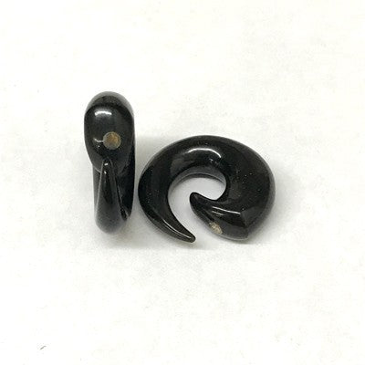 Short Spirals in Black Water Buffalo Horn with Silver Accent