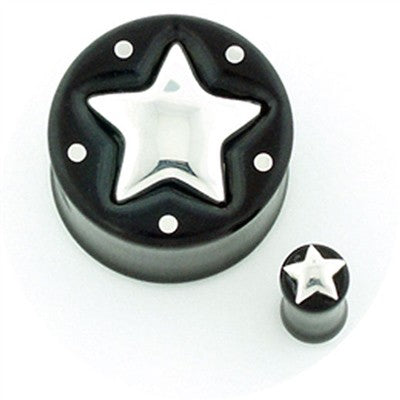 Silver Star in Black Water Buffalo Horn with Silver Accents