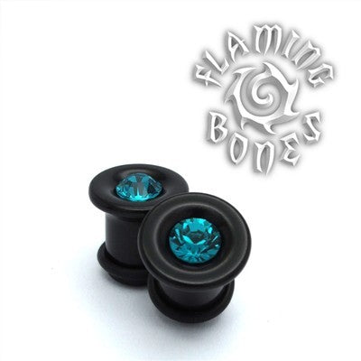 Single Flare Organic Black Dogwood Plugs with Gem