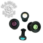 Single Flare Organic Black Dogwood Plugs with Gem
