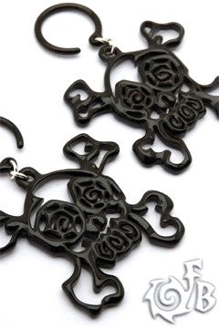 Skull & Bones Water Buffalo Horn Ear Dangles