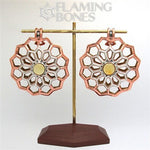 Small Hex-Dala Lattice Ear Weights in Mixed Metals with Gem Accent - Style 2