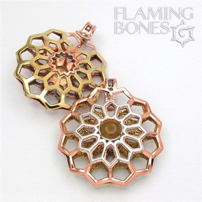 Small Hex-Dala Lattice Ear Weights in Mixed Metals with Gem Accent - Style 2