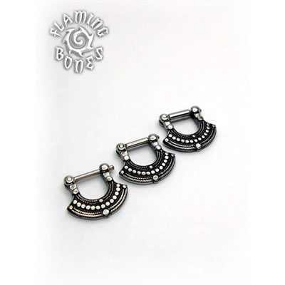 10g Steel Septum Klikr with Surgical Steel Post - Filigree Fan - Uchiwa