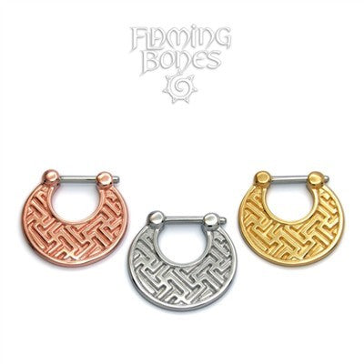 Sterling Silver 18k Gold Plated Septum Klikr with Surgical Steel Post - Sayagata