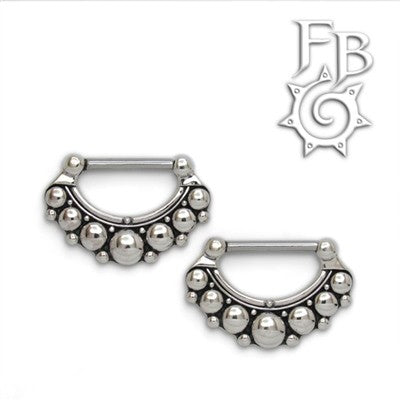 14g Sterling Silver Nipple Klikr with Surgical Steel Post - Saphira