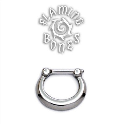 Sterling Silver Septum Klikr with Surgical Steel Post - Beveled Crescent