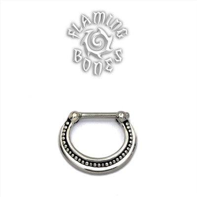 Sterling Silver Septum Klikr with Surgical Steel Post - Filigree Crescent