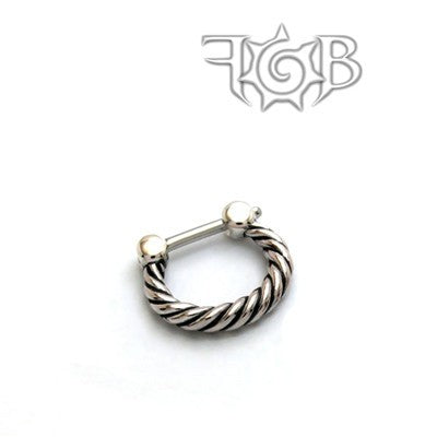 16g Sterling Silver Septum Klikr with Surgical Steel Post - Tordu
