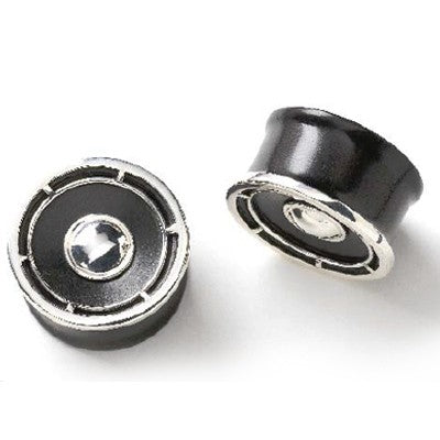 1-1/8" Sterling Silver and Black Dogwood "Subwoofers"