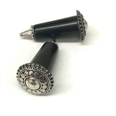 Subang Long Tapered Plug in Blackdog Wood with Silver Accents