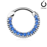 16g 3/8" Round Bar 14k Gold Plated Surgical Steel Jeweled Septum / Cartilage Clicker