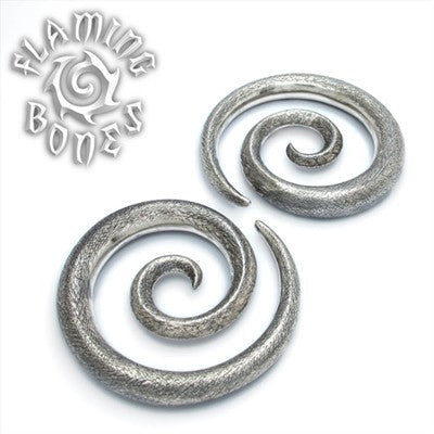 0g Textured Silver Plated Spiral Ear Weights