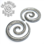 0g Textured Silver Plated Spiral Ear Weights
