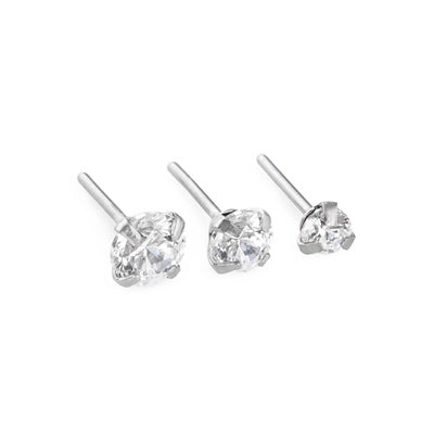 Threadless Surgical Steel Prong Set Jeweled Crystal Top for 14g and 16g