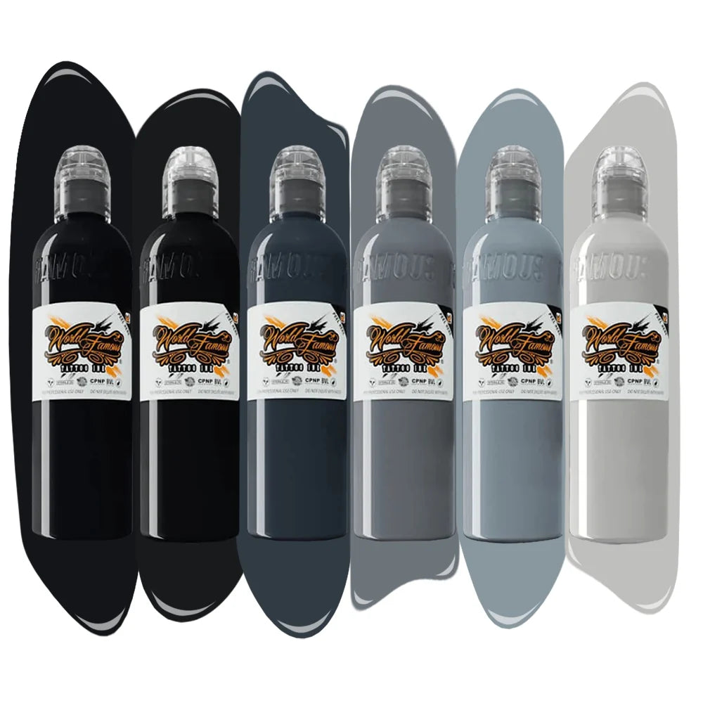 World Famous Tattoo Ink - Thomas Carli Jarlier- Noire Ink Set - 6 Bottles