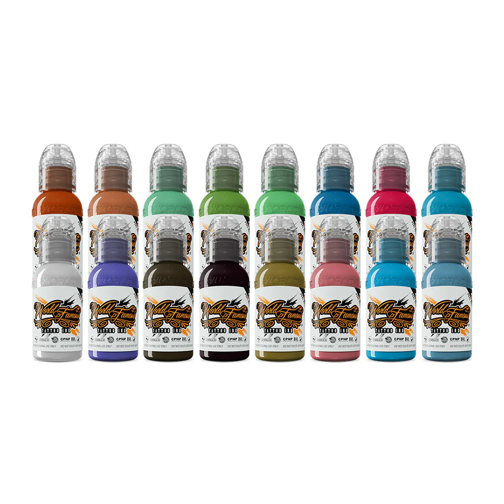 World Famous Tattoo Ink - 16 Bottle Color Ink Set #1