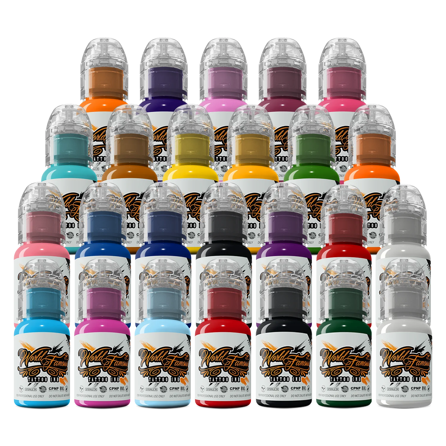 World Famous Tattoo Ink Set - 25 Color 1oz Bottle Set