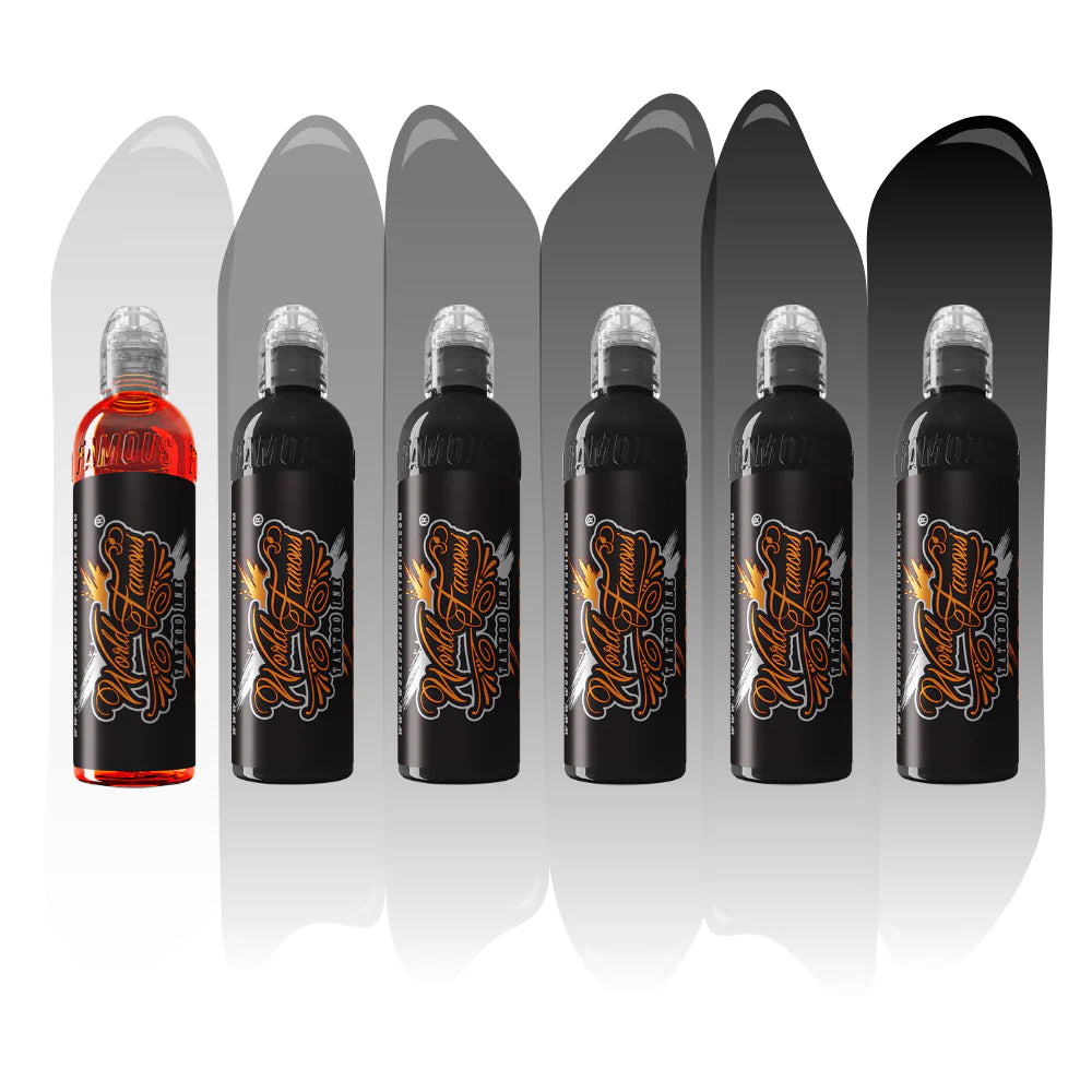 World Famous Tattoo Ink - 5 Stage Shading Set - 6 Bottles