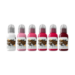 World Famous Tattoo Ink - Pink Neon Effect Series - 6 Bottles
