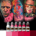 World Famous Tattoo Ink - Pink Neon Effect Series - 6 Bottles