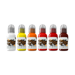 World Famous Tattoo Ink - Red Neon Effect Series - 6 Bottles