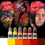 World Famous Tattoo Ink - Red Neon Effect Series - 6 Bottles