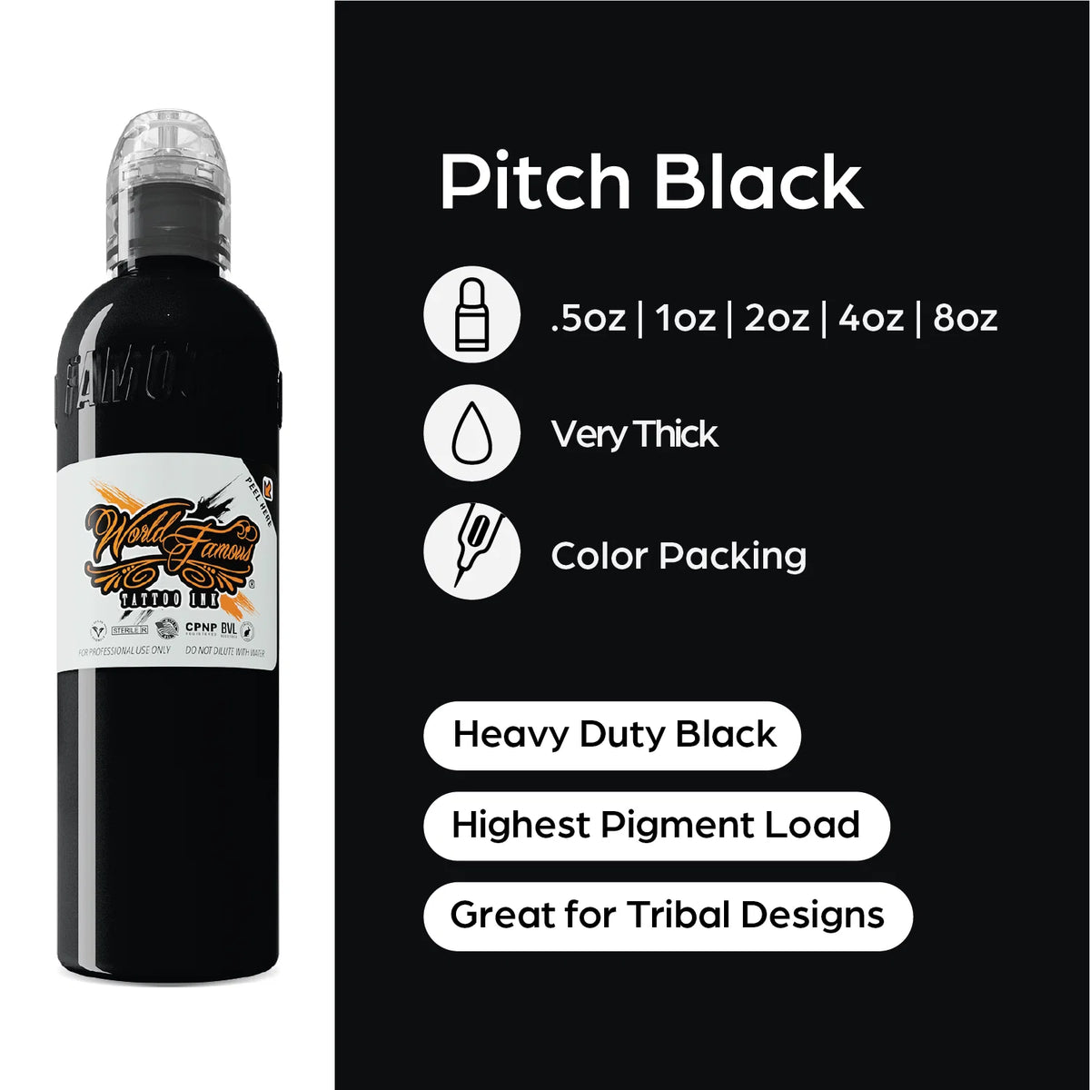 World Famous Tattoo Ink - Pitch Black
