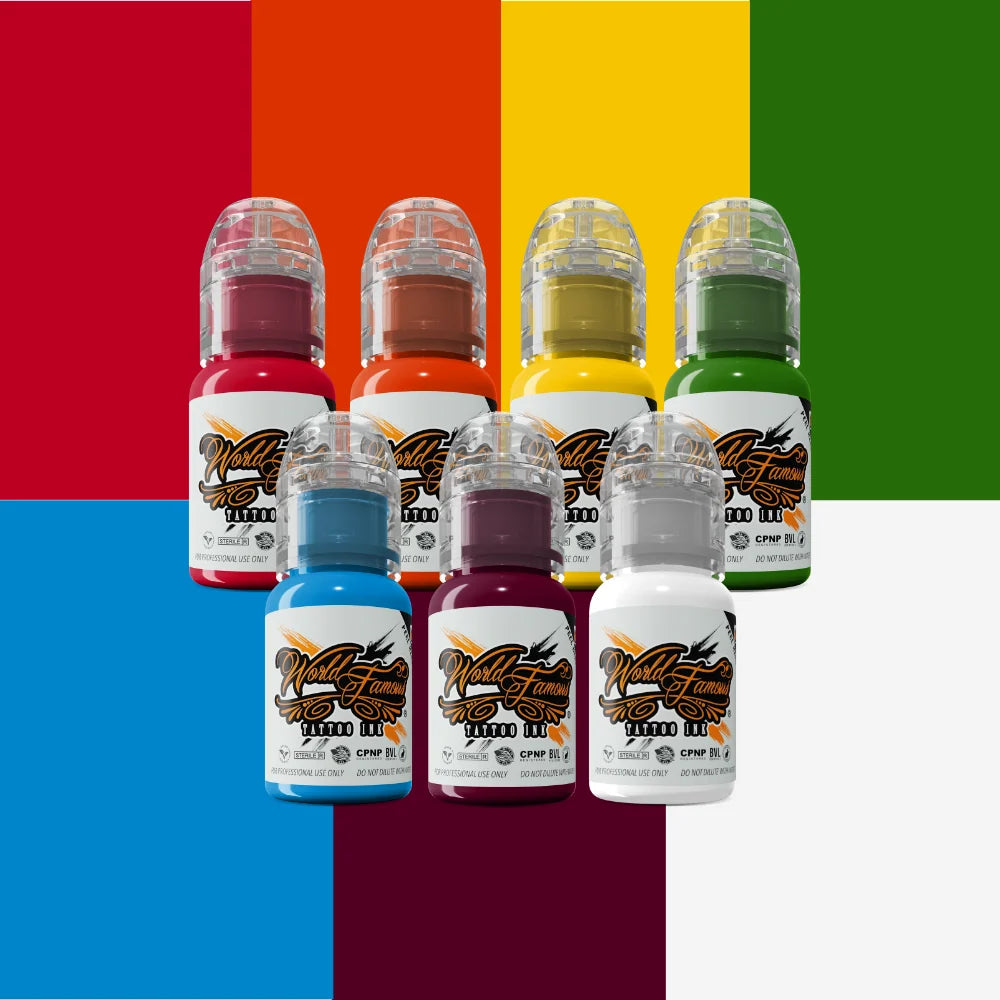 World Famous Tattoo Ink — 1/2oz Simple 7-Color Ink Set