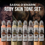 The World Famous Tattoo Ink Set — Sasha O’Kharin RGBY Skin Tone Set of 16 Colors 1oz