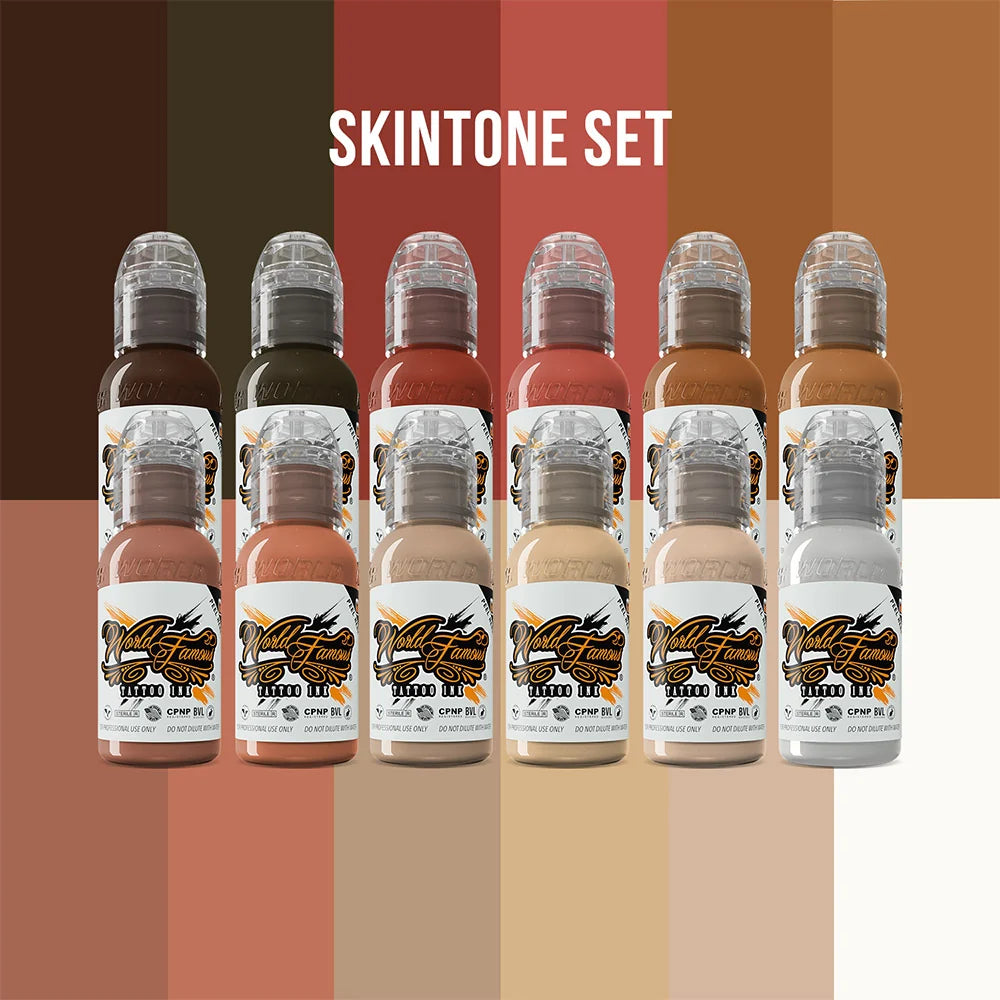 World Famous Tattoo Ink — 12 Color Skintone Set 1oz