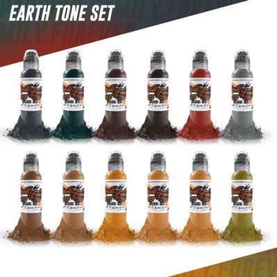 World Famous Tattoo Ink - Earthtone Ink Set - 12 Bottles