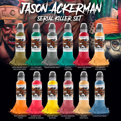 World Famous Tattoo Ink - Jason Ackerman Serial Killer Series - 12 Bottles