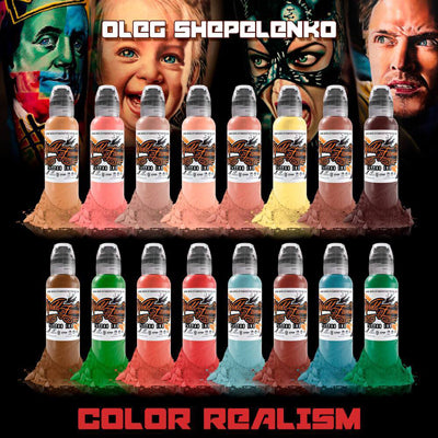 World Famous Tattoo Ink - Oleg Shepelenko Realism Color - 16 Bottles
