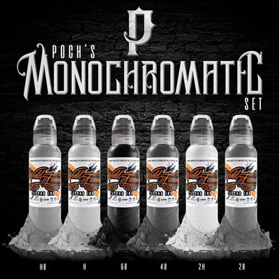 World Famous Tattoo Ink - Poch Monochromatic Set - 6 Bottles