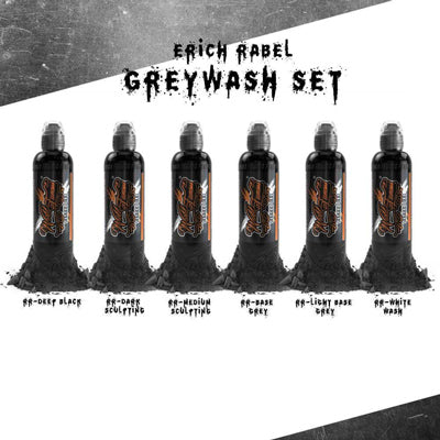 World Famous Tattoo Ink - Erich Rabel Greywash Set - 6 Bottles