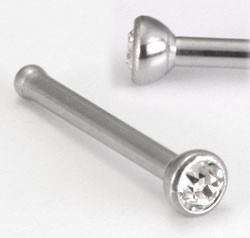 18g Surgical Steel Jeweled Nose Bone 5mm or 7mm - Choose Color
