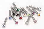 18g Surgical Steel Jeweled Nose Bone 5mm or 7mm - Choose Color